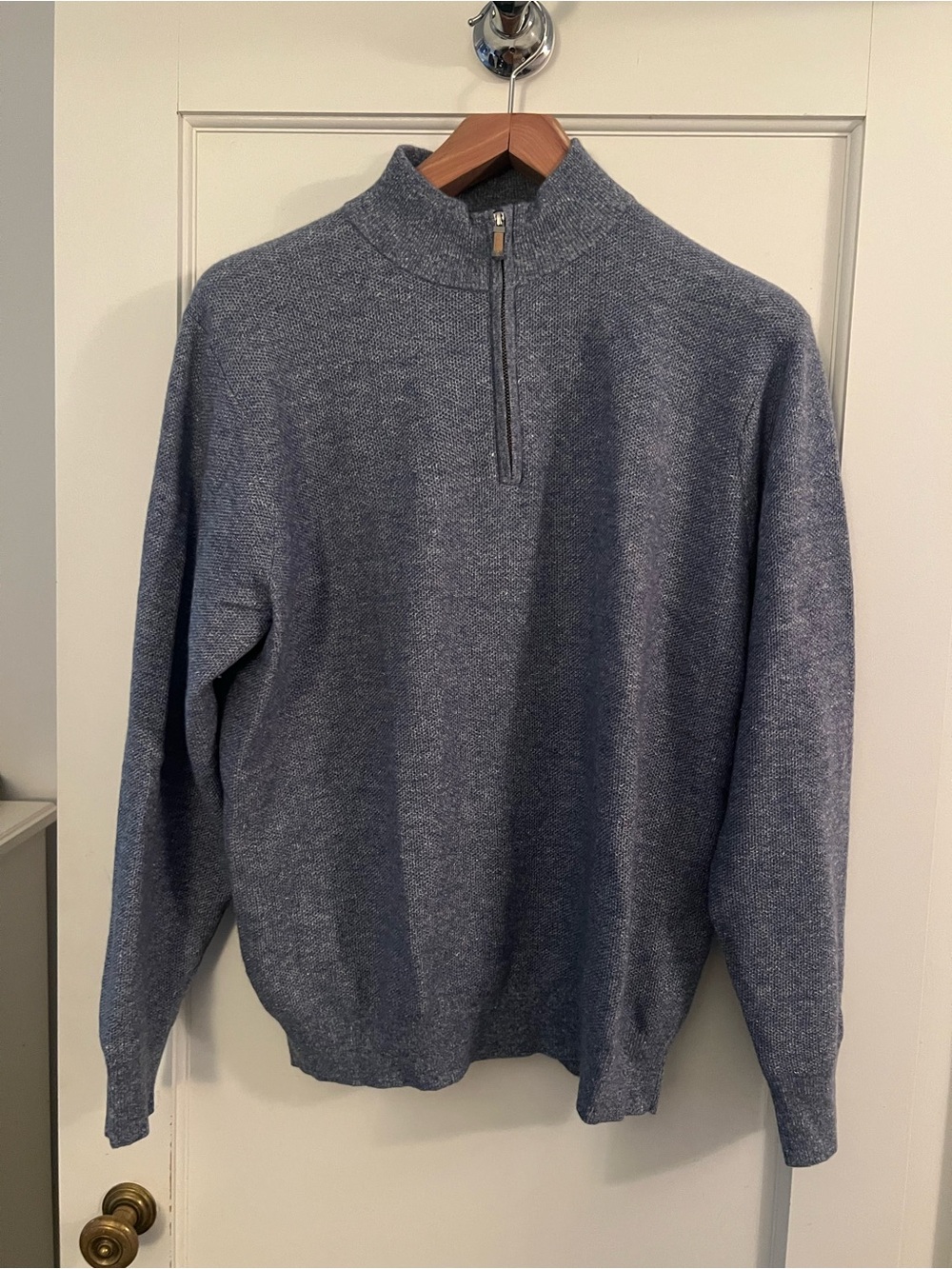 Peter Millar Heathered Blue Quarter-Zip Pullover